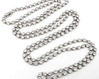 Silver Plated Bezel Set Crystal Tennis Necklace - 46"