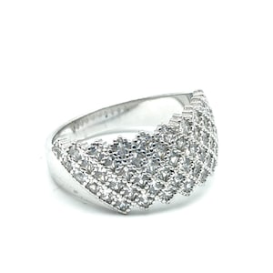 Vintage Sterling Silver &  CZ  Statement Ring - Size 6