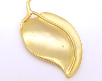 Large, Heavy Goldtone Leaf Brooch