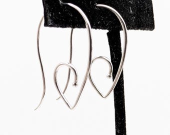 Sterling Silver Spiral Wire Heart Hoop Earrings