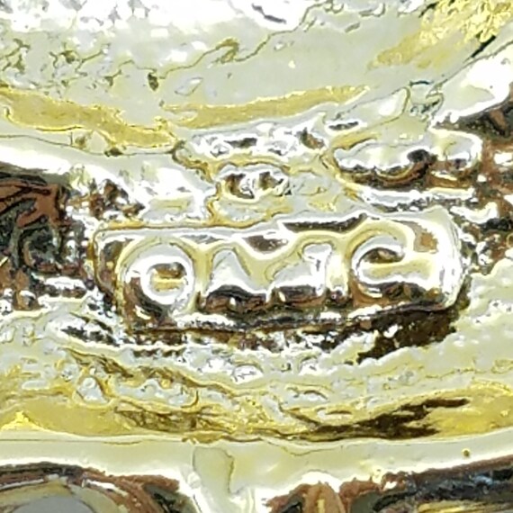 Brushed Gold Tone Reindeer Brooch Signed AJC - image 6