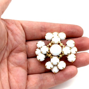 Vintage Milk Glass & Gold Tone Floral Brooch - 1.5&quot;