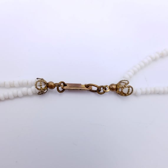 Signed Miriam Haskell Double Strand White Milk Gl… - image 5