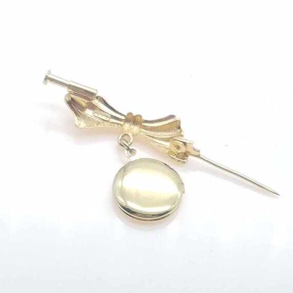 Dainty 18K Gold Bow and Dangling Double Locket Br… - image 4