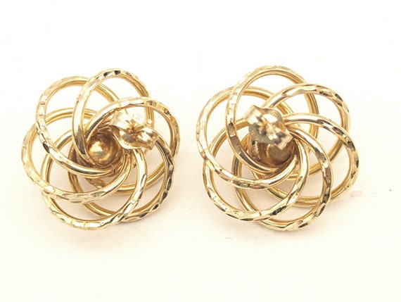 Estate 14K Gold Swirl Pearl Stud Earrings - 7/8 - image 5