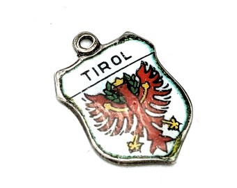 Vintage Tirol Austria 800 Silver Souvenir Charm or Pendant, Hand Painted