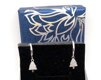 Sterling Silver CZ Christmas Tree Hoop Dangle Earrings - 18K Gold Vermeil, Holiday Earrings