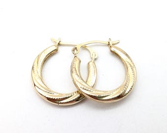 14k Gold Vermeil Over Sterling Silver Swirled Hoop Earrings - 20mm