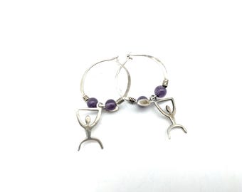 Vintage Amethyst & Sterling Silver Dangle Earrings