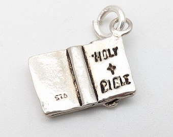 Vintage Sterling Silver Holy Bible Charm or Pendant