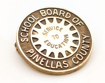 10K Gold-Filled Pinellas County School Board Service to Education Pin