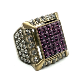 Vintage Heidi Daus Amethyst Crystal Multi-Stone Ring - Size 6