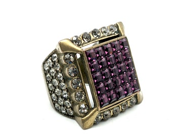 Vintage Heidi Daus Amethyst Crystal Multi-Stone Ring - Size 6