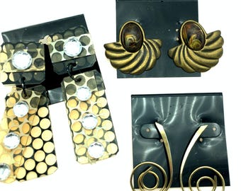 Three Pairs of Vintage 1980s Stud Earrings