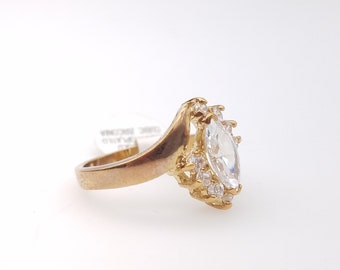 Size 8 New Old Stock 14K Gold Plated & CZ Diamond Ring - Your Choice