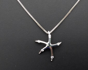 Sterling Silver & CZ Starfish Pendant Necklace - 18"
