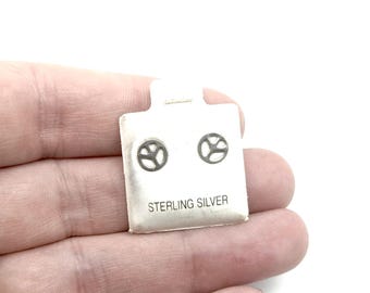 Dainty Sterling Silver Peace Sign Stud Earrings