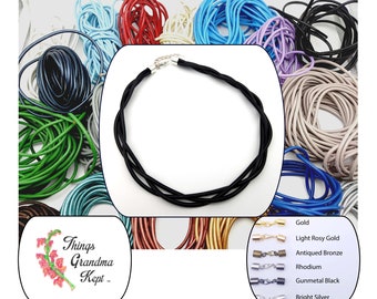 Triple Strand Leather Cord Necklace - Choice of Colors and Clasp