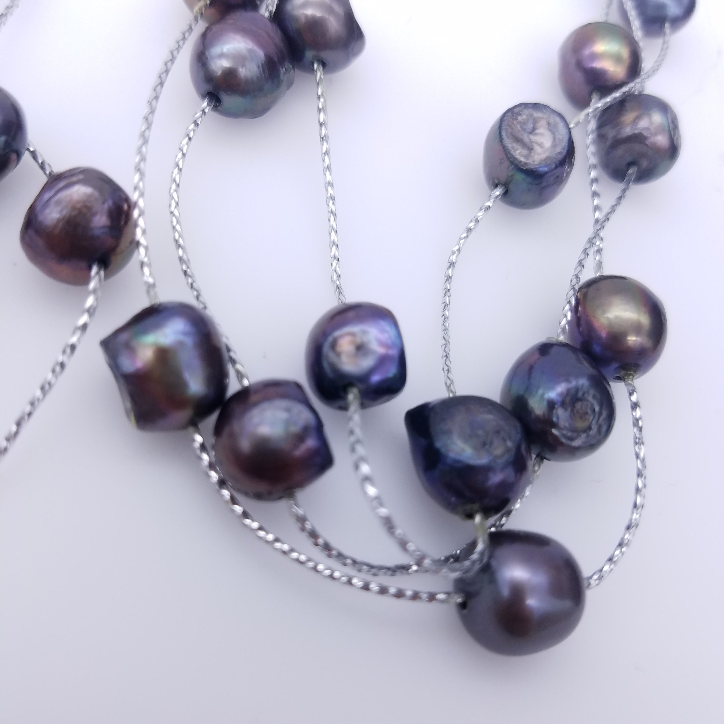 Vintage Triple Strand Baroque Black Pearl Necklace With - Etsy