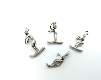 Vintage Sterling Silver Water Skiing Charm or Pendant
