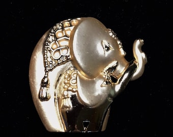 Vintage Mother and Baby Elephant Brooch Signed AJC