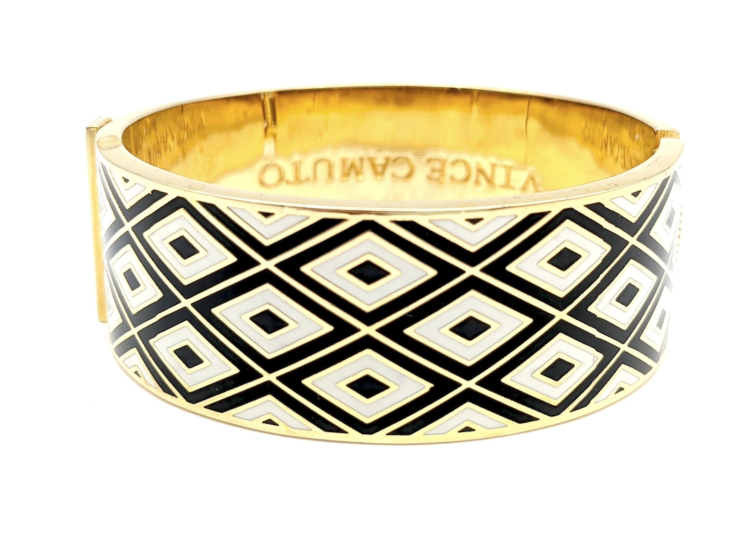 Vince Camuto Gold Studded Tortoiseshell Bangle Vince Camuto Heavy Cuff Bracelet with Studded Detailing. For  main image 2