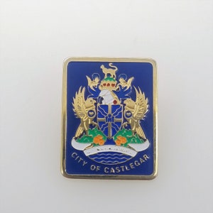 Vintage City of Castlegar, British Columbia, Canada Souvenir Pin With City Crest