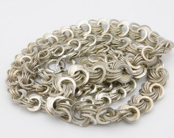 Antique 835 Silver Heavy Graduated Circle Link Chain Necklace - 20"