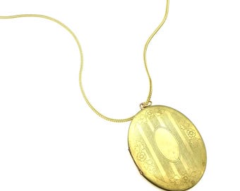 Brass Locket Pendant Necklace - 18"