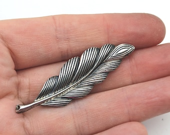 VintageSterling Silver Leaf Brooch Signed Jewel Art