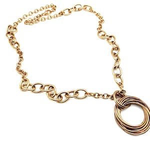 Rose Gold Plated Bronze Milor Italy Circles Pendant Necklace - 35&quot;