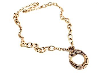 Rose Gold Plated Bronze Milor Italy Circles Pendant Necklace - 35"