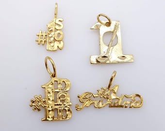 14K Gold Plated #1 Pendant - Choose Dad, Grandma, Son or Golfer