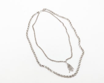 Vintage Double Strand Rolo Chain Tassel Pendant Necklace - 18"