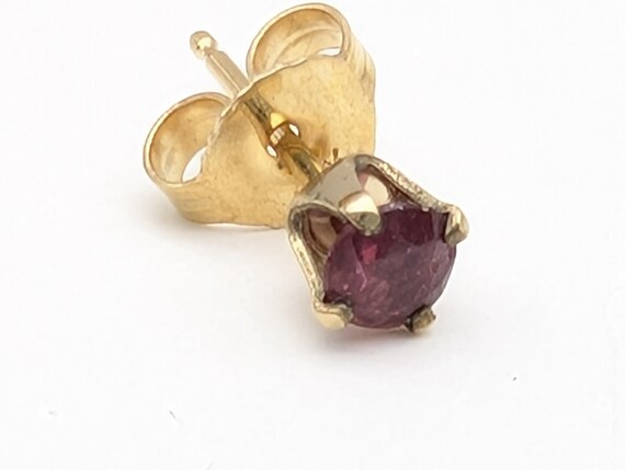 Single Diamond, Ruby, Topaz Stud Earrings in 14K … - image 3