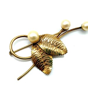 Vintage Winard 12K Gold-Filled & Genuine Pearl Floral Spray Brooch
