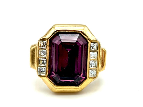 Signed Christian Dior Purple Crystal Rhinestone &… - image 2