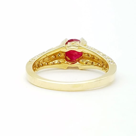 14K Gold Ruby Diamond Ring, Engagement Solitaire,… - image 6
