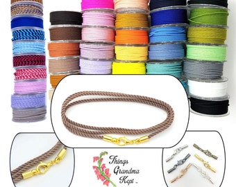 2mm Silk Cord Necklace, High Quality Cord - Choice of Color, Clasp & Length
