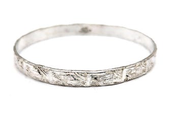 Taxco Sterling Silver Aztec Style Bangle Bracelet - 8.25"