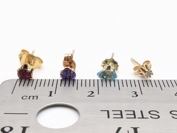 Single Diamond, Ruby, Topaz Stud Earrings in 14K … - image 8