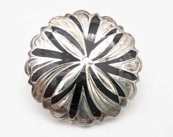 Hansen Silver Overlay & Black Enamel Concho Signed HWE