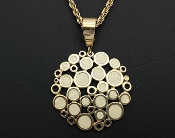 Vintage Premier Designs Enamel & Gold Tone Circles Pendant NEcklace