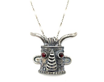 Collar con colgante Kachina de Sancrest, raro y firmado - 28"