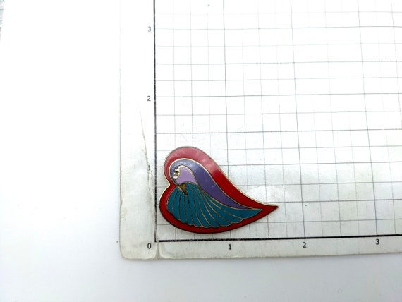 Vintage Laurel Burch Gold Tone Dove in a Heart Pin - image 5