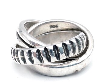 Trinity Triple Band Sterling Silver Ring - Size 7.5