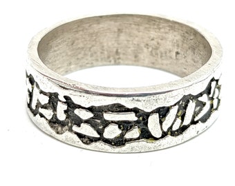 Vintage Sterling Silver Abstract Ring Band - Size 9
