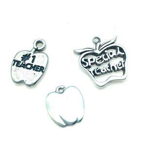 Vintage Sterling Silver Teacher Apple Charms