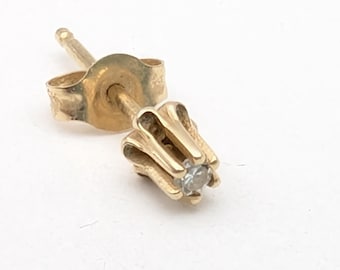 Single Diamond, Ruby, Topaz Stud Earrings in 14K Yellow Gold - Your Choice