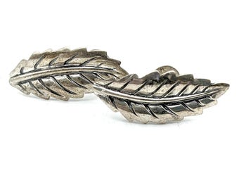 Vintage Forstner Sterling Silver Leaf Screw Back Earrings - Jewel Art